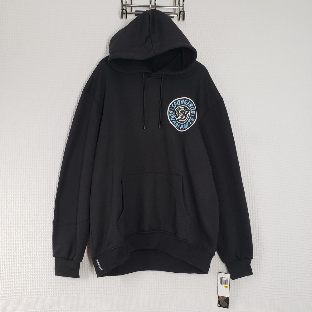 Members Only Spongebob Squarepants Hoodie Sweatshirt Mens Medium Black Oversized - Picture 2 of 16